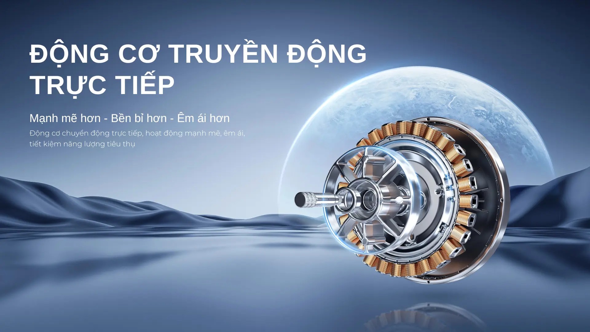 Công nghệ DD Inverter giúp máy giặt hoạt động êm ái và bền bỉ