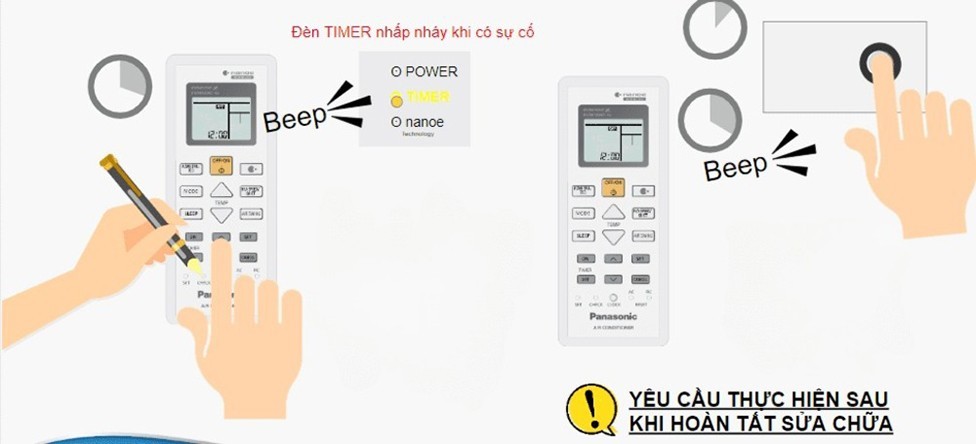 Kiểm tra mã lỗi bằng điều khiển cầm tay của điều hòa Panasonic