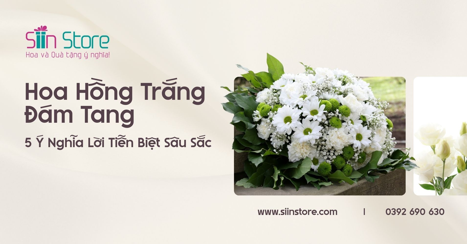 Bó hoa hồng trắng tinh khôi dành cho lễ tang