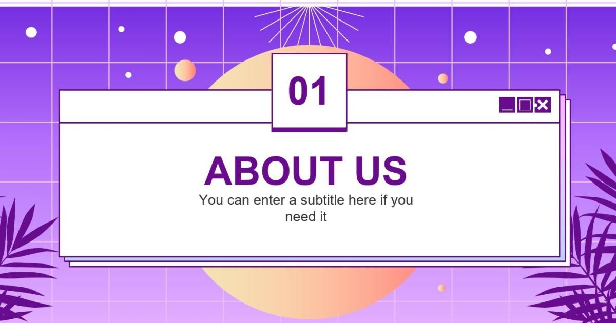 Slide portfolio màu tím với bố cục hiện đại dành cho công ty