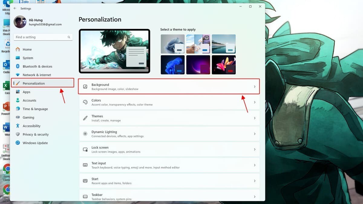 Cài đặt hình nền may mắn cho Windows qua các bước chuột phải màn hình và chọn Personalize