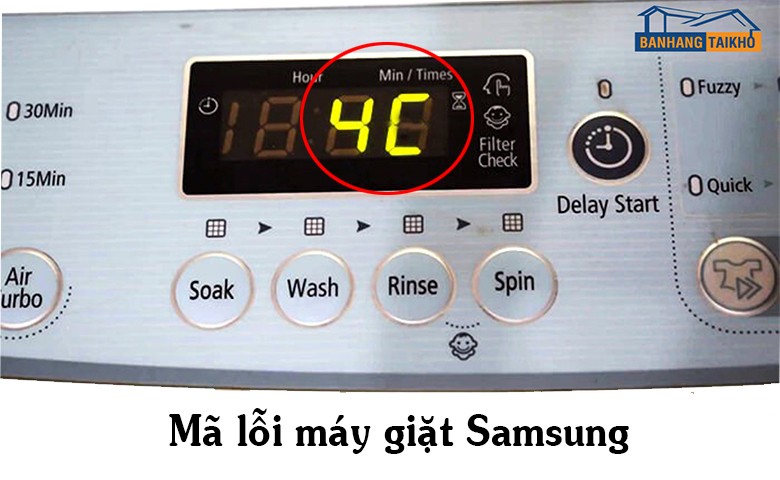 Màn hình hiển thị mã lỗi trên máy giặt Samsung, báo hiệu sự cố cần kiểm tra