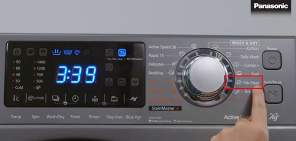 Chế độ Tub Clean vệ sinh lồng giặt Panasonic