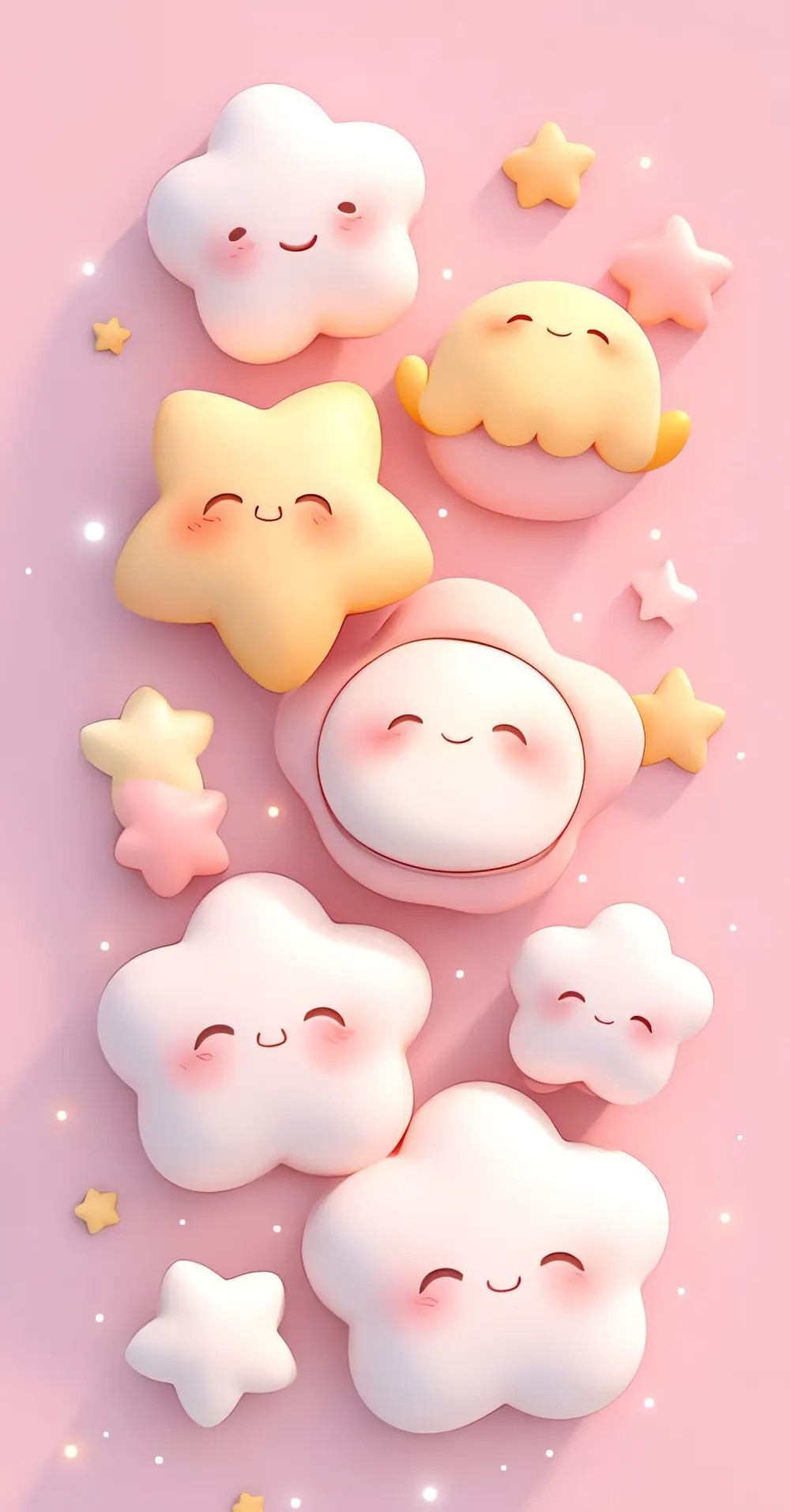 Hình nền điện thoại màu hồng cute với nhân vật hoạt hình đáng yêu