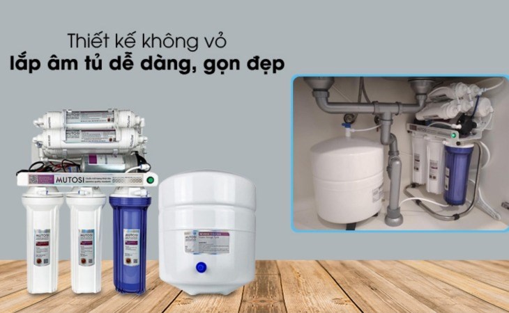 Máy lọc nước RO không vỏ Mutosi MP-281 8 lõi có thiết kế phù hợp để lắp đặt dưới tủ bếp