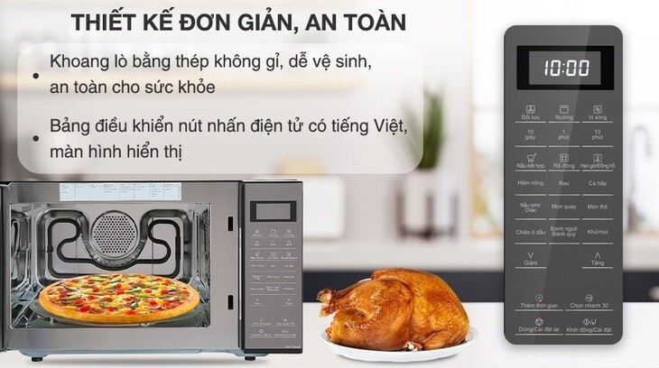 Lò vi sóng có nướng Panasonic NN-CT66MBYUE 27 lít có thiết kế hiện đại, được tích hợp chế độ nướng tiện dụng