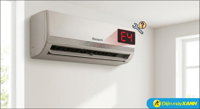 Lỗi E4 trên máy lạnh Reetech là tín hiệu cảnh báo từ bộ vi xử lý khi quạt dàn lạnh không phản hồi